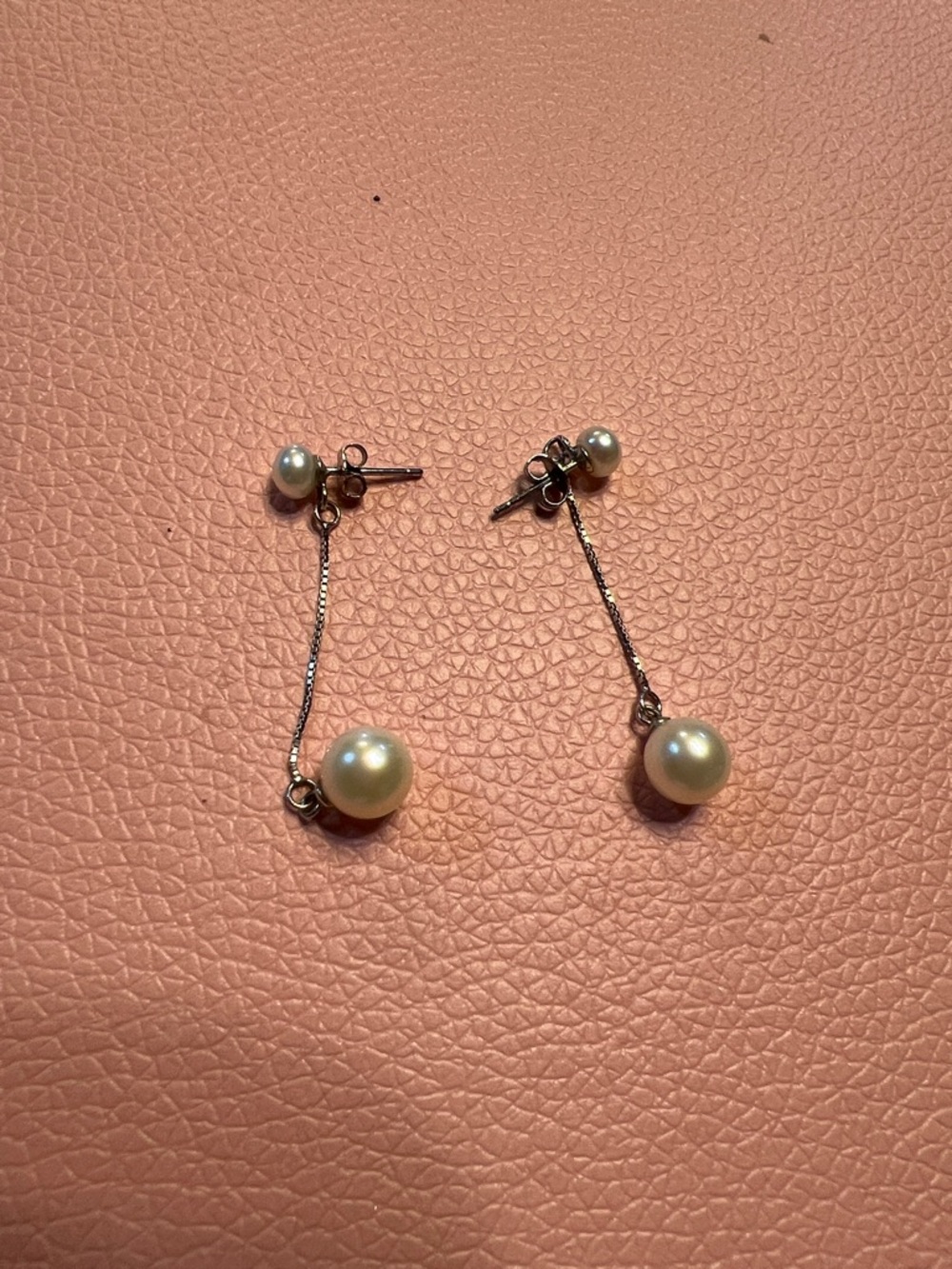 Macy's Silver-Tone Pearl Drop Chain Earrings - White Pearls